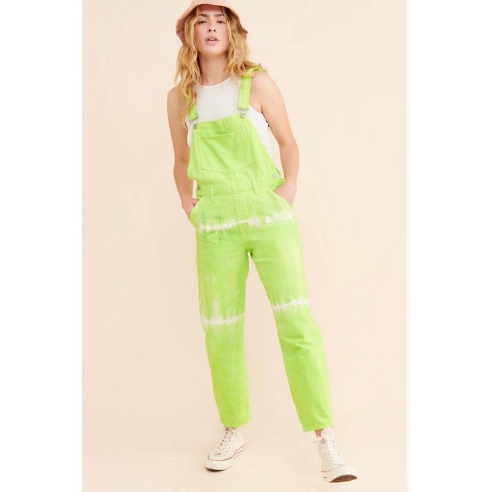 Riley Vintage Matcha Upcycled Tie Dye Overalls Denim Size